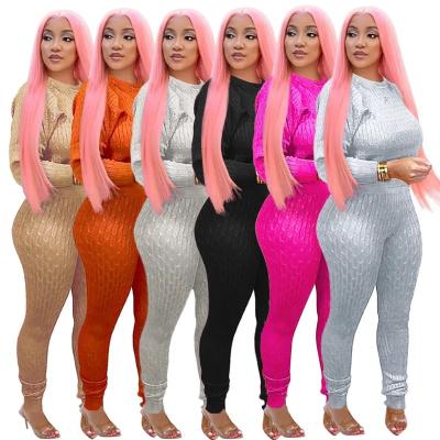 China Breathable A6270 Women Plus Size Multi Color Matching Fashion Slim Sweater Lounge Wear Sets for sale