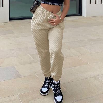 China X21PT653 Women's breathable pants and trousers casual simply color thick drawstring pulsating loose sweatpants for sale