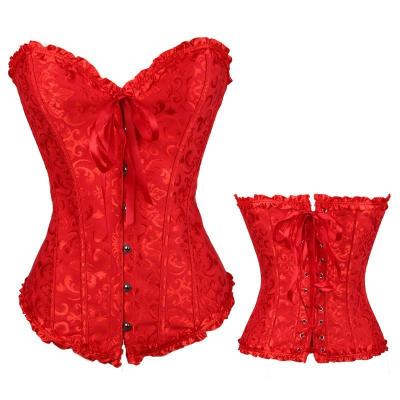 China Breathable Wholesale 540 Women Size xs-6xl Satin Floral Push Up Lace Up Bustier Vintage Sexy Corset for sale