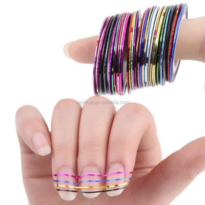 China OEM Accepted OEM Nail Art Stencil Sticker Strips Self Adhesive Nail Stripping Tape for sale