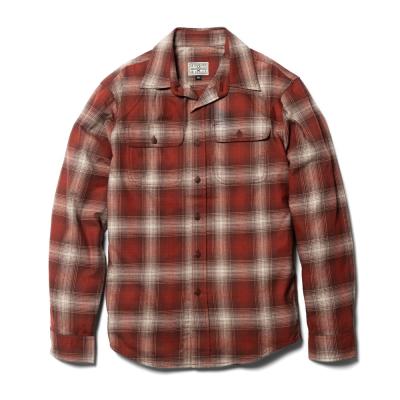 China Anti-pilling Amei Khaki American Retro Flannel Plaid Shirt Long Sleeve Slim Outer Wear Mens Shirt for sale