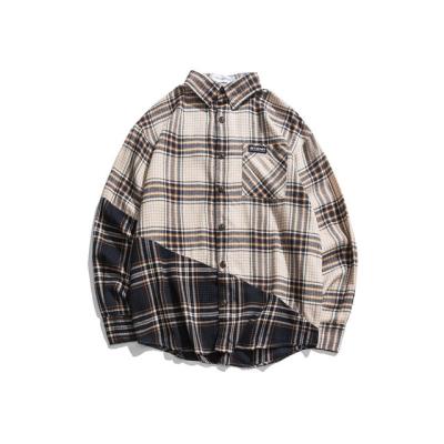 China Anti-pilling plaid pungent loose couple shirt male long-sleeved FB Harajuku new Korean trend for sale