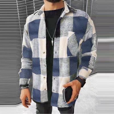 China Viable spring and autumn new men's color plaid printed shirt cardigan lapel long sleeve men's shirt for sale