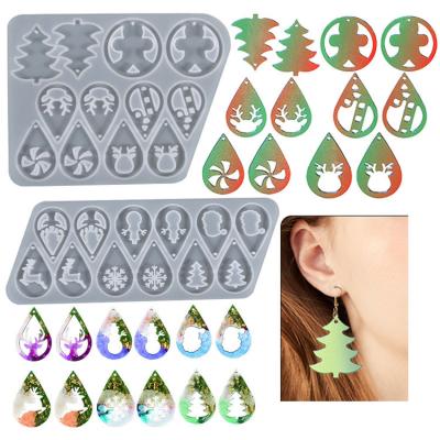 China Viable Earring Jewelry Christmas Silicone Mold DIY Crystal Epoxy Mold Christmas Series Silicone Molds Jewelry Mold Gift for sale