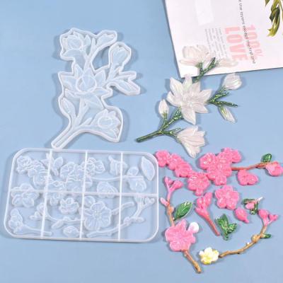 China European Viable Flower Branches Set Handmade Jewelry Epoxy Resin DIY Resin Silicone Mold Creative Molds For Art for sale