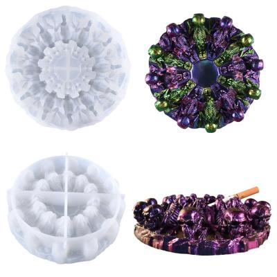 China Viable Skull Ashtray Silicone Cast Epoxy Resin Jewelry Mold Resin Casting Pendant Mold Suitable For Diy Resin Crafts for sale