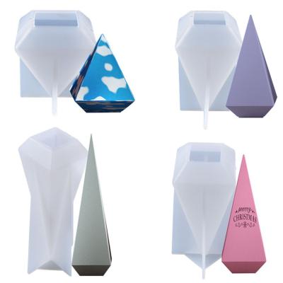 China Viable Silicone Mold DIY Crystal Epoxy Mold Square Cone Crystal Pendant Table Cone Candle Making Kit Resin Molds for sale