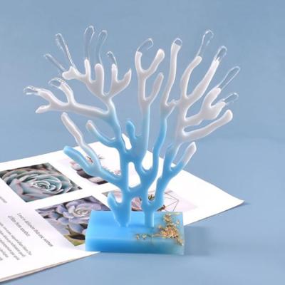 China Sustainable Silicone Mold DIY Crafts Desktop Decorations Jewelry Making Tools Crystal Epoxy Resin Mold Coral Base Ornaments for sale