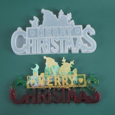 China Viable List Crystal Resin Mold Christmas DIY English Letter Mirror Silicone Mold Casting Molds Crafts Home Decoration Art for sale