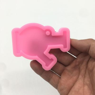 China Custom DIY Key Chain Bottle Key Chain Epoxy Shape Resin Key Chain Chocolate Mold Viable Shiny Silicone Mold Pendant Mold (Pink) for sale