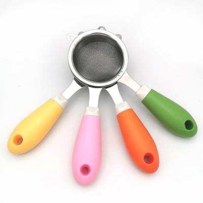 China Small Stainless Steel Household Viable Household Egg Strainer Mesh Scoop Cakes Sieve Flour Baby Food Strainer Kitchen Supplement Bakeware Tool for sale