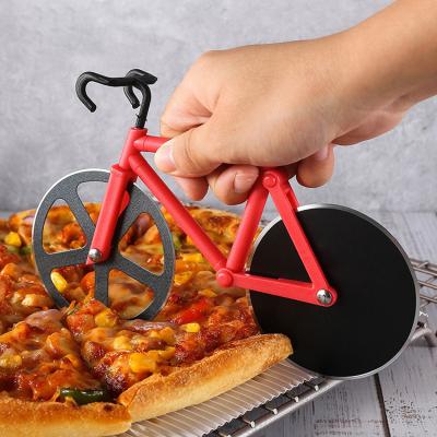 China Durable Bicycle Pizza Cutter Wheel Non-Stick Stainless Steel Double Cutting Wheels Bike Pizza Slicer for Pizza Lovers Holiday Vacation for sale