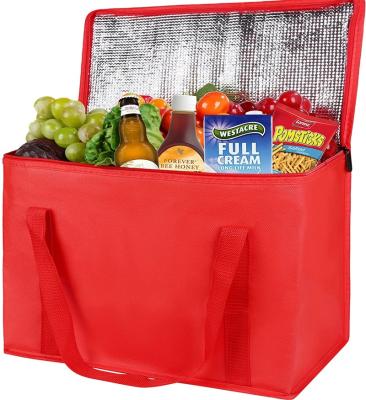 China Waterproof Red Insulated Lunch Tote Bag Keep warm and fresh aluminum foil for sale