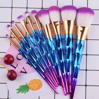 China Angular Blush 6pcs Makeup Base Brush Set Private Label Powder Foundation Liquid Eyeshadow Kit Eyebrow Crystal Style for sale