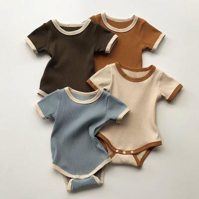 China High Quality Soft 100% Ribbed Cotton Solid Color Baby Romper Overalls Adorable Newborn Baby Clothes for sale