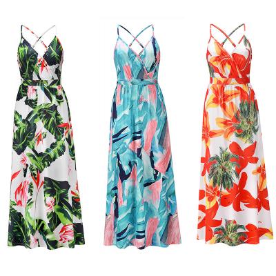 China Wholesale Summer Maxi Dress Boho Style Women's Floral Long Beach Dresses Seaside Vacation Breathable Printing for sale