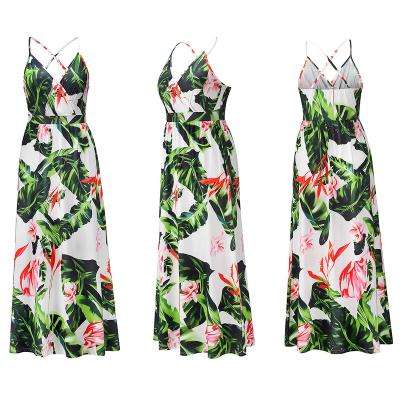 China Women's Summer Seaside Breathable Vacation Dress Floral Print Party Long Beach Maxi Dress for sale