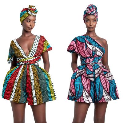 China Wholesale High Quality Custom African Style Multiple Wear Print Ties Multiple Wear Gift Party Jumpsuit for sale