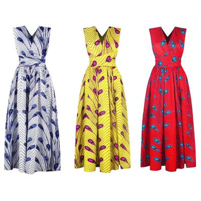 China Multiple Wear Women's African Print Ties Multi Wear African Dress Ethnic Style Women's Sexy Casual Dress Dresses for sale