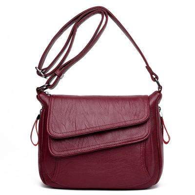 China Fashion Ladies Fashion Designer Handbags Burgundy Shoulder Soft Leather Bag Women Female Luxury Classic Small Square Bag for sale