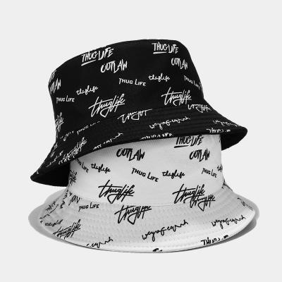 China Sun Protection Reversible Custom Logo Allover Printed and Cotton Fisherman Bucket Hat With Embroidered Private Label Label for sale