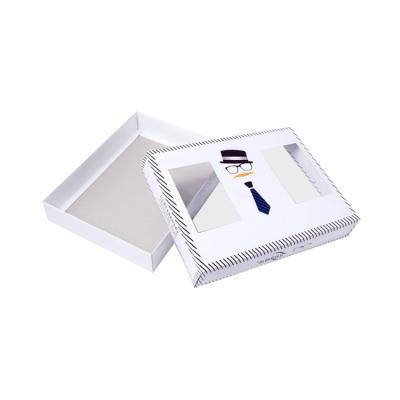 China HXC Recyclable Custom Paper Lid Packaging Neck Tie And Base Gift Box With PVC Window For Men for sale