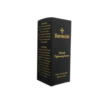 China Recyclable HXC Black Gold Foil Beard Essential Oil Box Packaging for sale