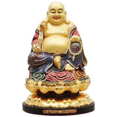 China China Laughing Buddha Maitreya Buddha Statue 16 Inch 40 Cm Copper Gilded Hand Painted Buddha Statue for sale