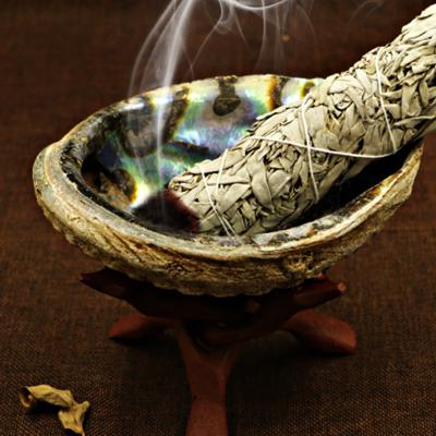 China Chinese Incense White Wise Smoke Purification Props Shell + Wooden Holy Bracket Props Smoke To Count Censer Custom LOGO for sale