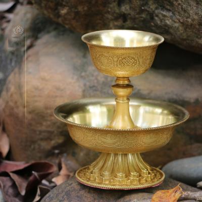 China Tibetan Buddhist water supply pure copper double tantra water auspicious eight cup Buddha water copper bowl for sale