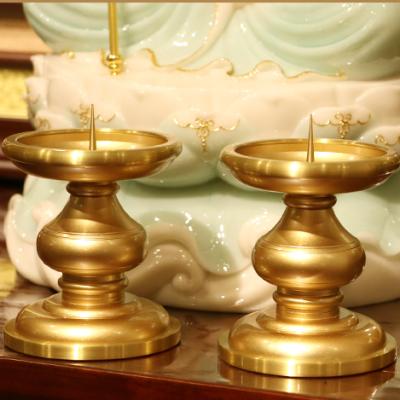 China Round Pure Copper Bottle Eco-friendly Round Pure Copper Cup Buddha Candlestick Butter Burner Decoration Home Worship Incense for sale