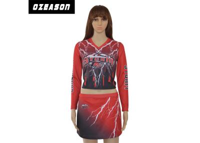 China Long Sleeve Red Cheerleader Costume Size Strong Moisture Absorption For Women for sale