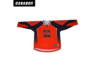 China Sublimation Printed Long Sleeve Hockey T Shirts Reversible Wrinkle Resistant for sale