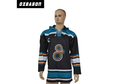 China Oversized Ice Hockey Shirts Polyester , Black College Hockey Jersey With Hood  for sale