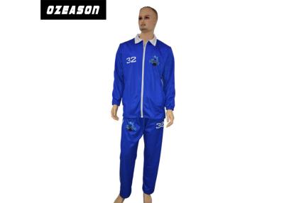 China Football Training Custom Sports Tracksuits Blue Color 150gsm Mesh Dri Fit Fabric for sale