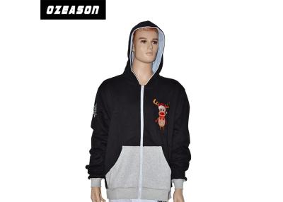 China Black Color Pullover Hooded Sweatshirts Anti - Pilling Never Fading Screen Print for sale