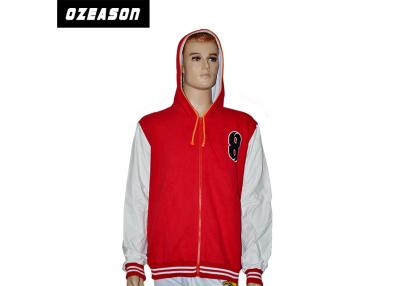 China Windproof Red Printed Zip Up Hoodies Winter Warm Shrink Resistant OEM Service for sale