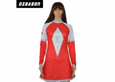 China Design Your Own Sublimaiton Long Sleeve Cheerleading Uniforms Red Color Cheerleading Dress for sale