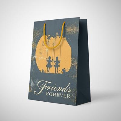 China Toowin Happy Birthday Custom Paper Shopping Bags with Logo and Black Kraft Material for sale