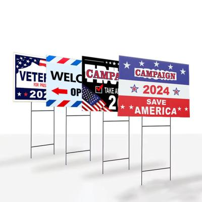 China Toowin Custom 4Mm Outdoor Waterproof Lawn Signs With Stakes For USA Election Campaign for sale