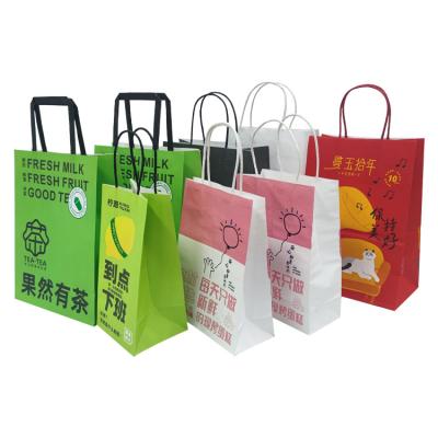 China Printed Your Own Logo Customized Size White Paper Bag with Handle Recycled Materials for sale