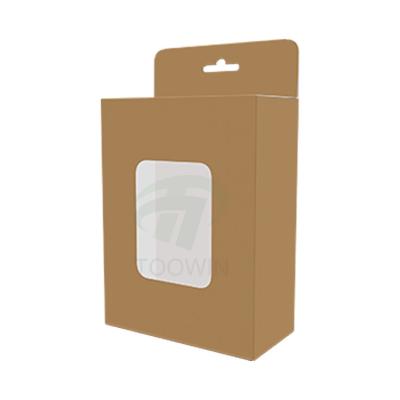 China Corrugated Board Paper Type Electronic Data Cable Earphone Packaging Box with Window for sale