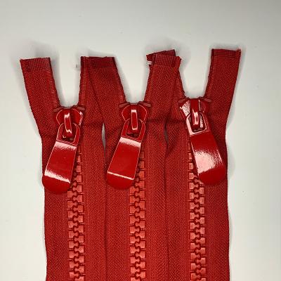 China Wholesale 15# Resin Open End Zipper Big Tooth Zipper Tape Red 60CM Long Zipper For Case And Down Jacket for sale