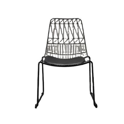 China (Other) Adjustable Loft Metal Steel Wire Chair With Pad Fashion Meeting Study Leisure Popular Dining Chair for sale