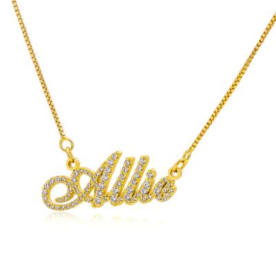 China Custom Made Environmental Friendly Personalized Zircon Number CZ Zircon Name Necklace Jewelry Women Letter Pendant Necklaces for sale