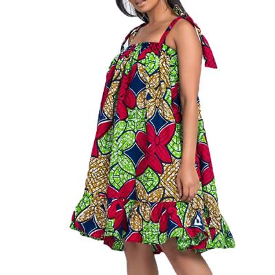 China Anti-Static Dresses For African WomenAfrican Dress Pop 2021 African National Style Print Tutu Dresses Women Shoulder Strap Short Length for sale