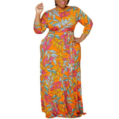 China Anti-wrinkle Summer Plus Size Maxi Dress Mopping Loose Leopard Gradient Color Long Printed Elegant Women Casual Dresses Slip Party Laies for sale