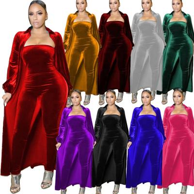 China Fox Elegant Velvet Long Tube Top Anti-pilling Women's Overalls Coats Sleeve Overalls For Women for sale