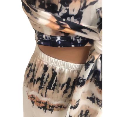 China Viable Hot Sale Tie Up Blouse Wide Leg Pants Suit For Summer Women Plus Size Shorts Set Lady Two-piece Suit for sale