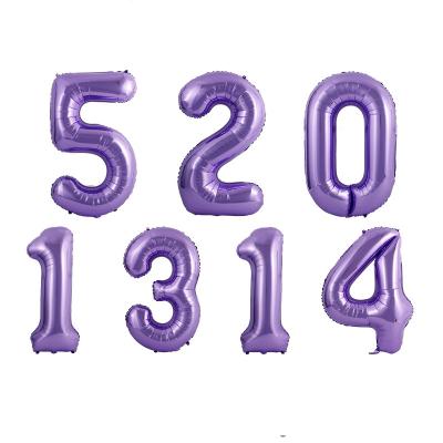 China Valentine's Day Decorums Number Material Environmental Friendly Customized Helium Balloons Purple Number Shaped Helium Foil Balloon for sale